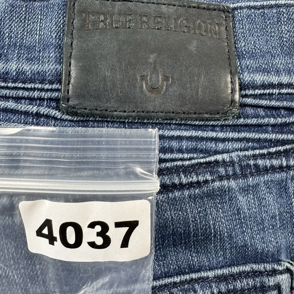 True Religion Rocco Relaxed Skinny Moto Distressed Mens Jeans 34x34 Blue
